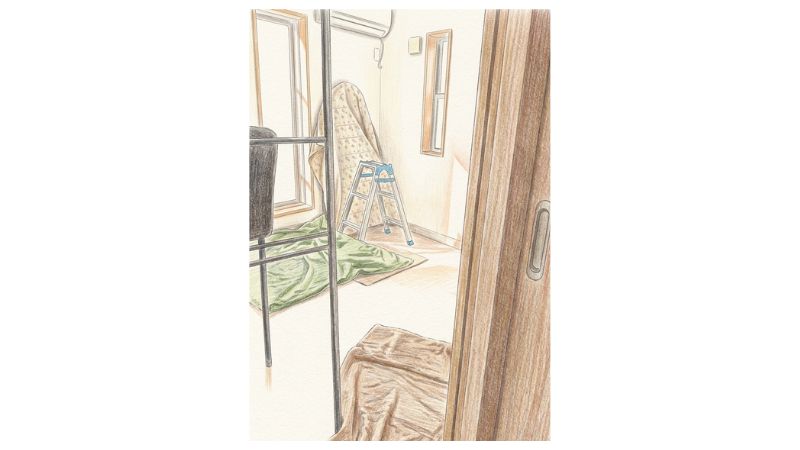 わが家の「難所」寝室の入り口のイラスト